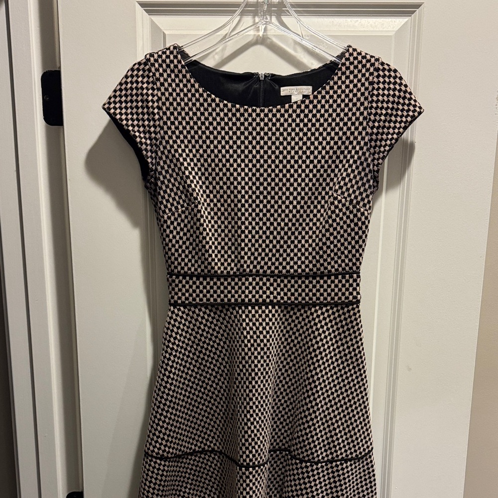 Chic Black and Tan Checkered Dress